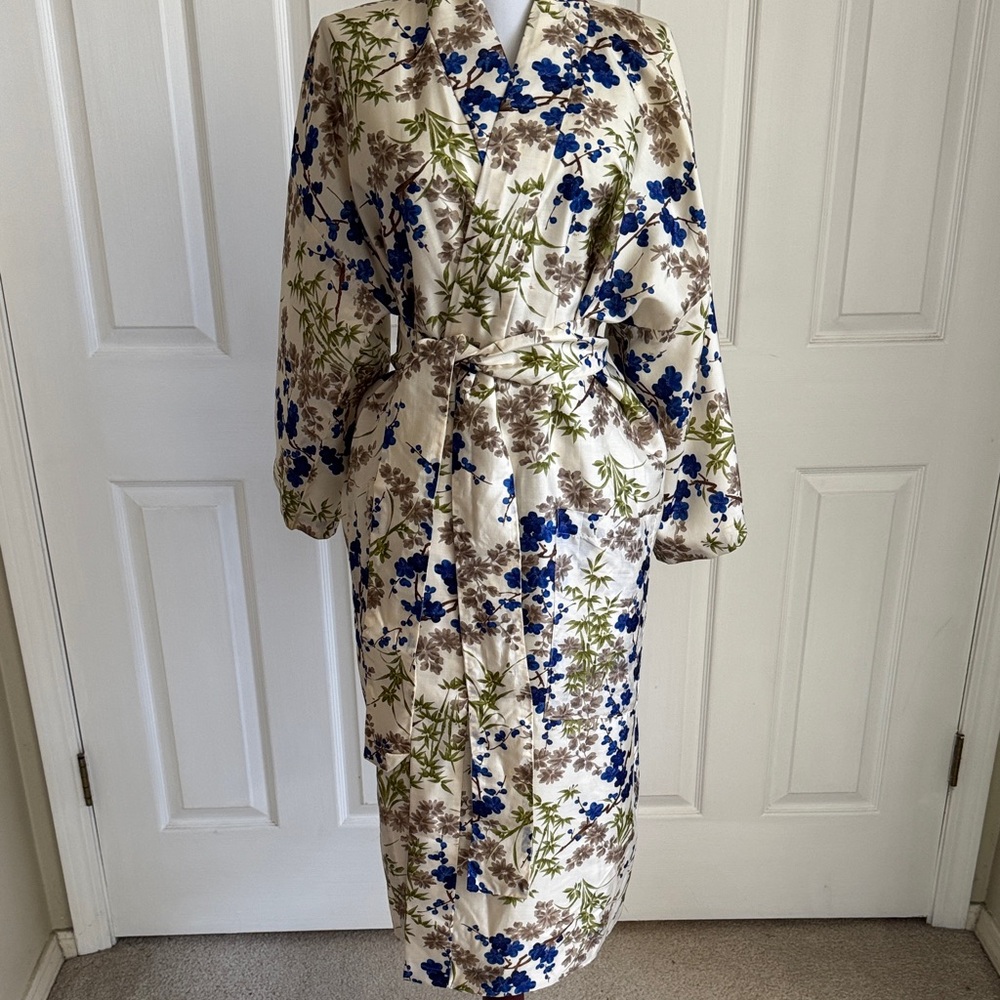 Floral Print Vintage Silk Kimono